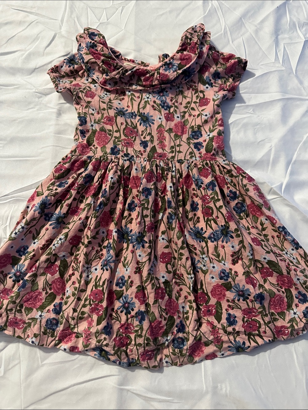 Scotch & Soda Pink Floral Ruffle-Neck Dress